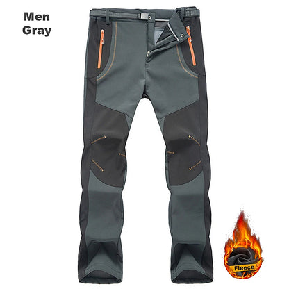 LNGXO Thick Warm Fleece Waterproof Windproof Outdoor Hiking Pants