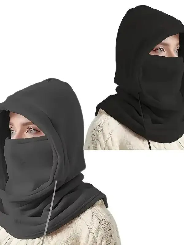 Unisex Winter Balaclava Knit Hood - Windproof Mask with Drawstring
