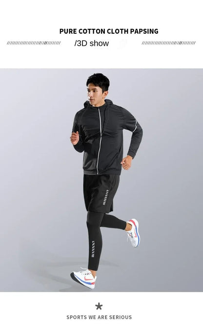 3-7Pcs Men's Ice Fiber Quick-Dry Running Fitness Workout Full Set/Tracksuit