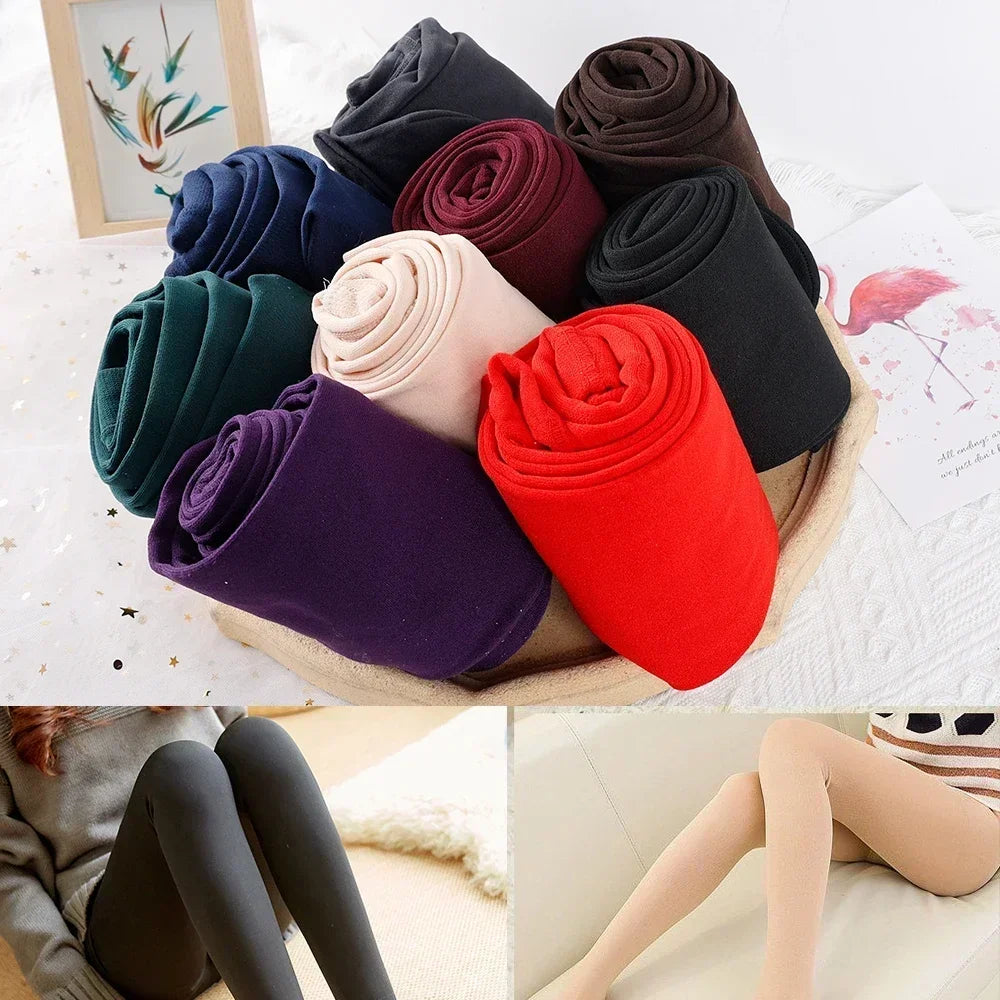 Women's Thermal Winter Fleece Lined Sheer Velvet  Tight Leggings