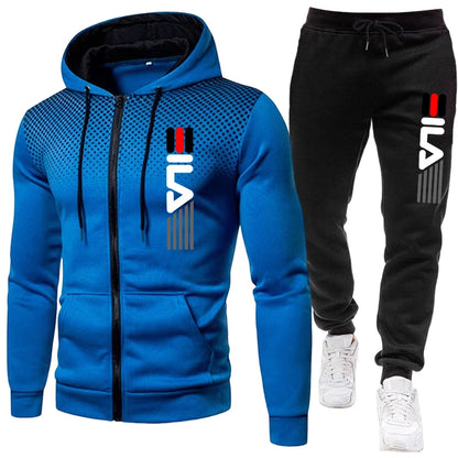 Men's Athletic Sportswear Tracksuit Set Zipper Hoodie with Joggers