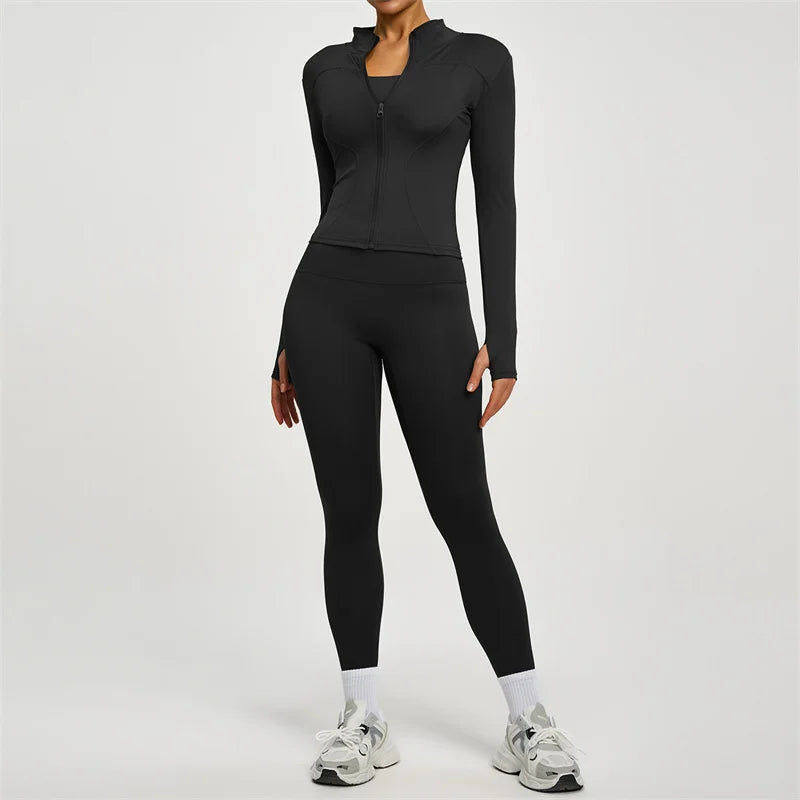 SVEIC Women's Two Piece Tracksuit Yoga Set - Long Sleeve Jacket and High Waisted Leggings