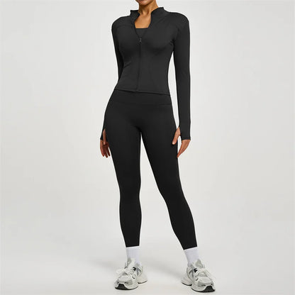 SVEIC Women's Two Piece Tracksuit Yoga Set - Long Sleeve Jacket and High Waisted Leggings