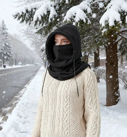 Unisex Winter Balaclava Knit Hood - Windproof Mask with Drawstring