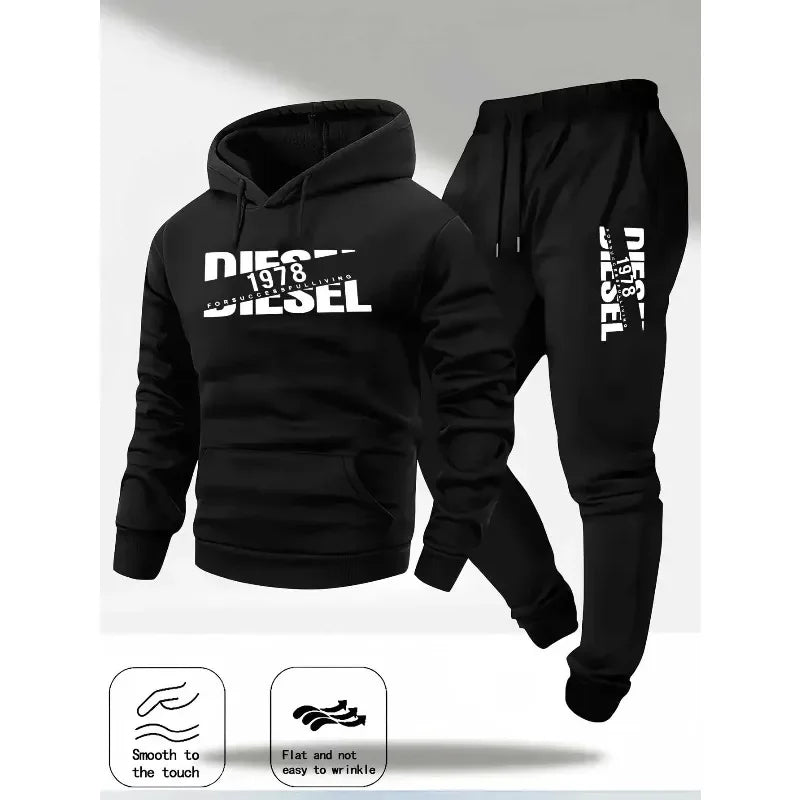 Men's Hooded Winter Sportswear 2 piece Hoodie + Joggers Tracksuit