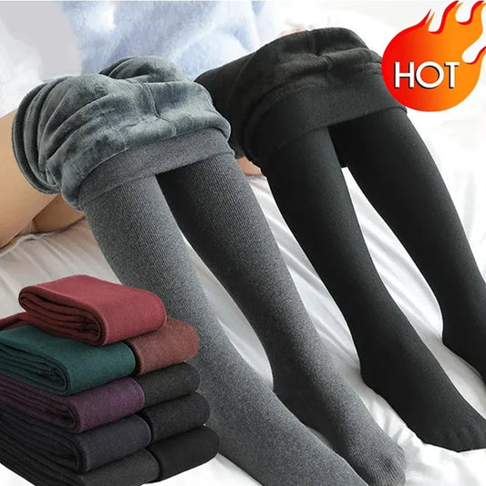 Women's Thermal Winter Fleece Lined Sheer Velvet  Tight Leggings