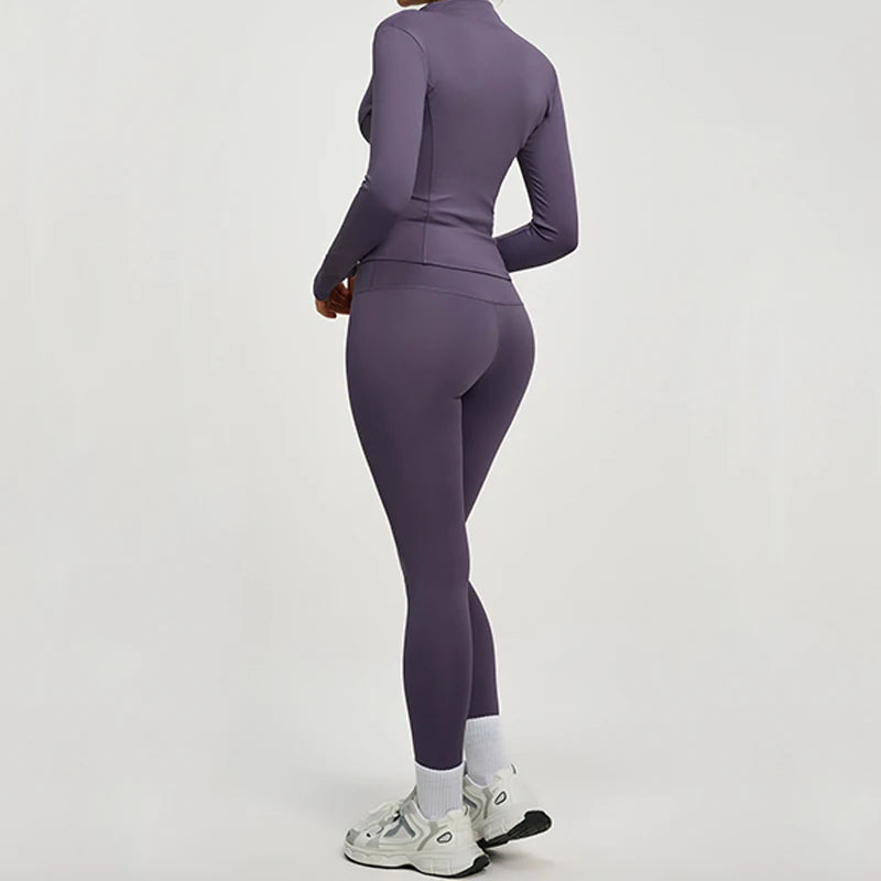 SVEIC Women's Two Piece Tracksuit Yoga Set - Long Sleeve Jacket and High Waisted Leggings