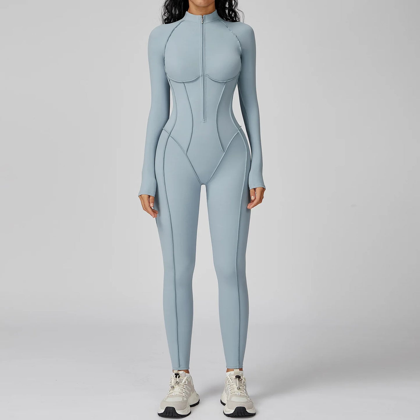 Long Sleeved Women's Gym Zipper Bodysuit/Tracksuit/Jumpsuit