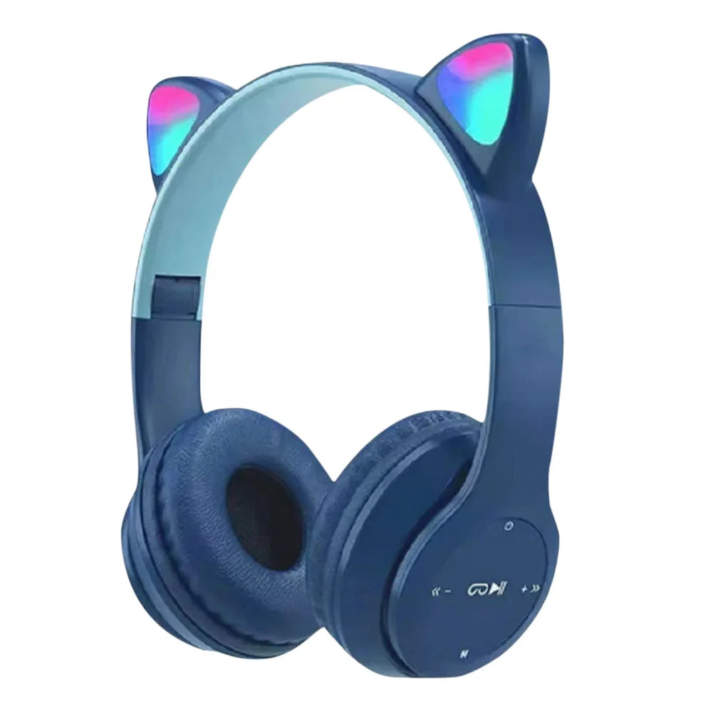 Cute Cat Ear Over-Ear Bluetooth Headsets for Kids and Adults