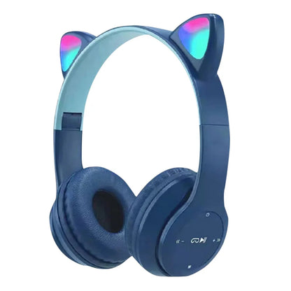 Cute Cat Ear Over-Ear Bluetooth Headsets for Kids and Adults