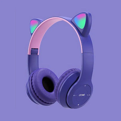 Cute Cat Ear Over-Ear Bluetooth Headsets for Kids and Adults