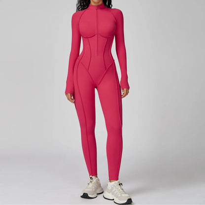Long Sleeved Women's Gym Zipper Bodysuit/Tracksuit/Jumpsuit
