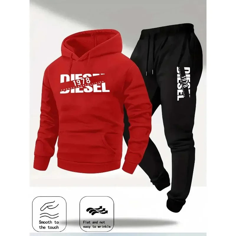 Men's Hooded Winter Sportswear 2 piece Hoodie + Joggers Tracksuit