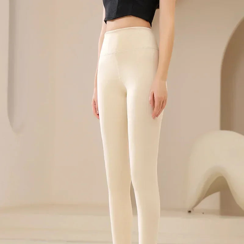 Women's Thermal Winter Fleece Lined Sheer Velvet  Tight Leggings
