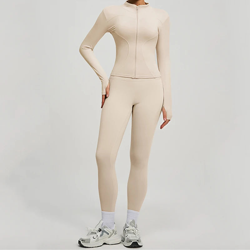 SVEIC Women's Two Piece Tracksuit Yoga Set - Long Sleeve Jacket and High Waisted Leggings