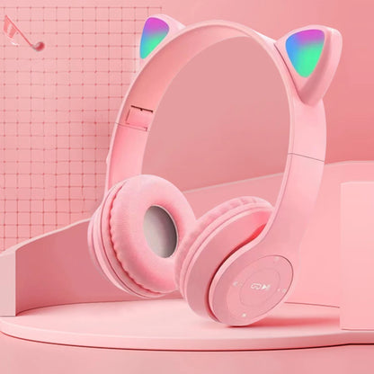 Cute Cat Ear Over-Ear Bluetooth Headsets for Kids and Adults