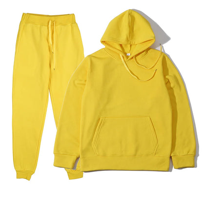 Men's Solid Color Hoodie+pants Two-piece Set Tracksuit