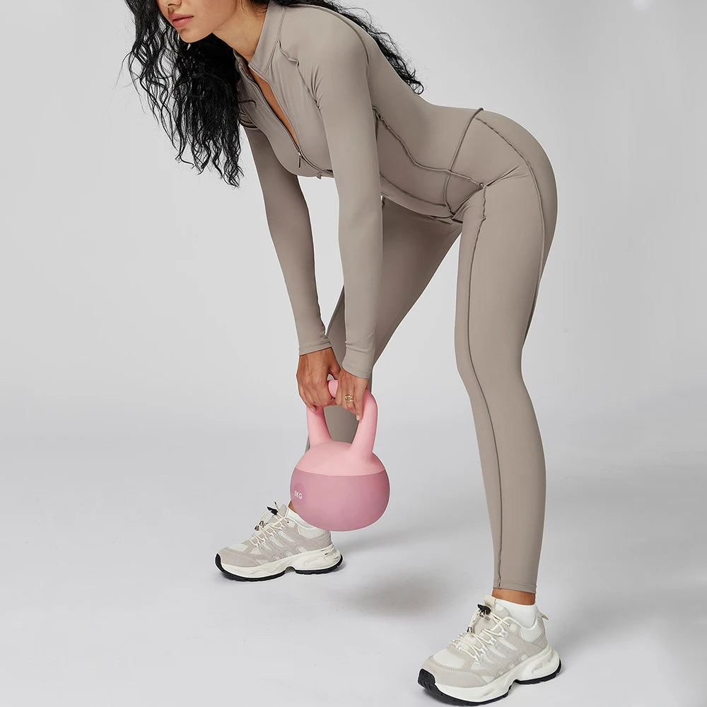 Long Sleeved Women's Gym Zipper Bodysuit/Tracksuit/Jumpsuit
