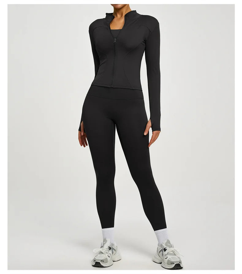 SVEIC Women's Two Piece Tracksuit Yoga Set - Long Sleeve Jacket and High Waisted Leggings