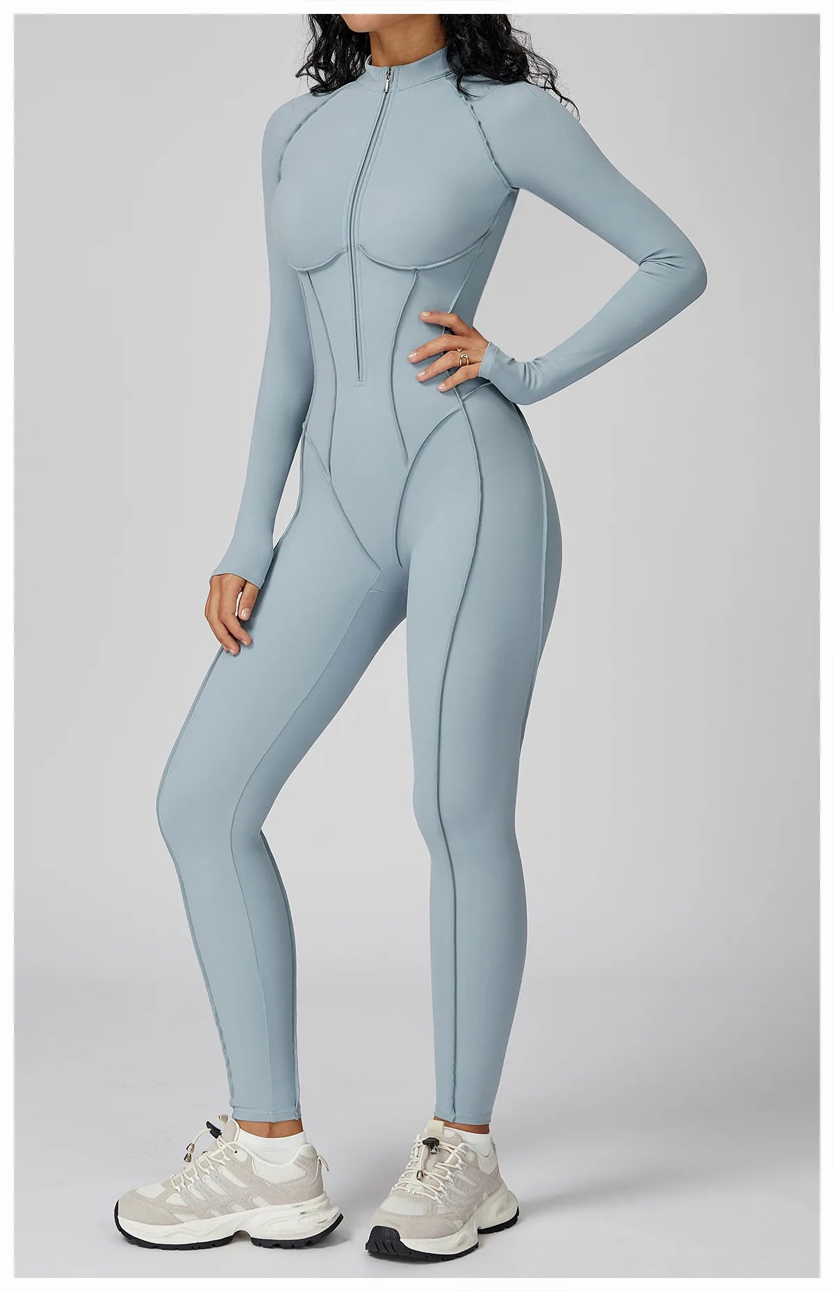 Long Sleeved Women's Gym Zipper Bodysuit/Tracksuit/Jumpsuit