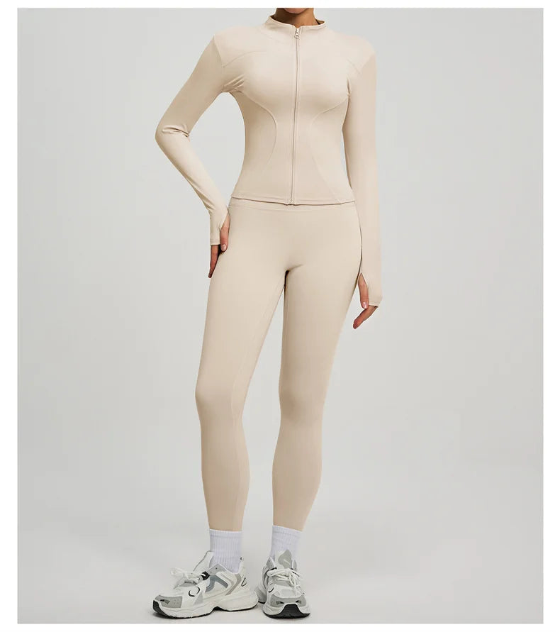 SVEIC Women's Two Piece Tracksuit Yoga Set - Long Sleeve Jacket and High Waisted Leggings