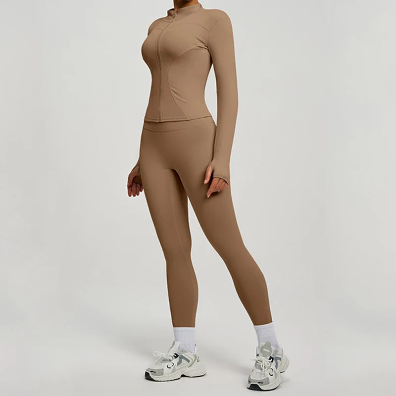 SVEIC Women's Two Piece Tracksuit Yoga Set - Long Sleeve Jacket and High Waisted Leggings