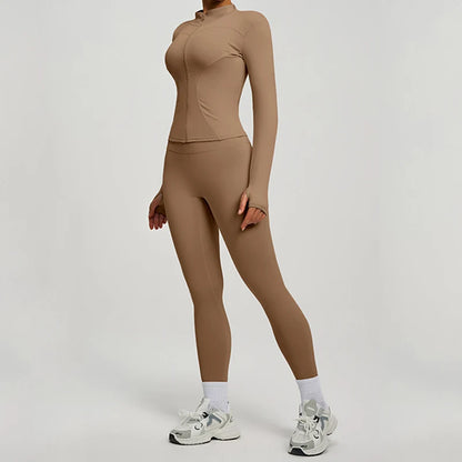 SVEIC Women's Two Piece Tracksuit Yoga Set - Long Sleeve Jacket and High Waisted Leggings