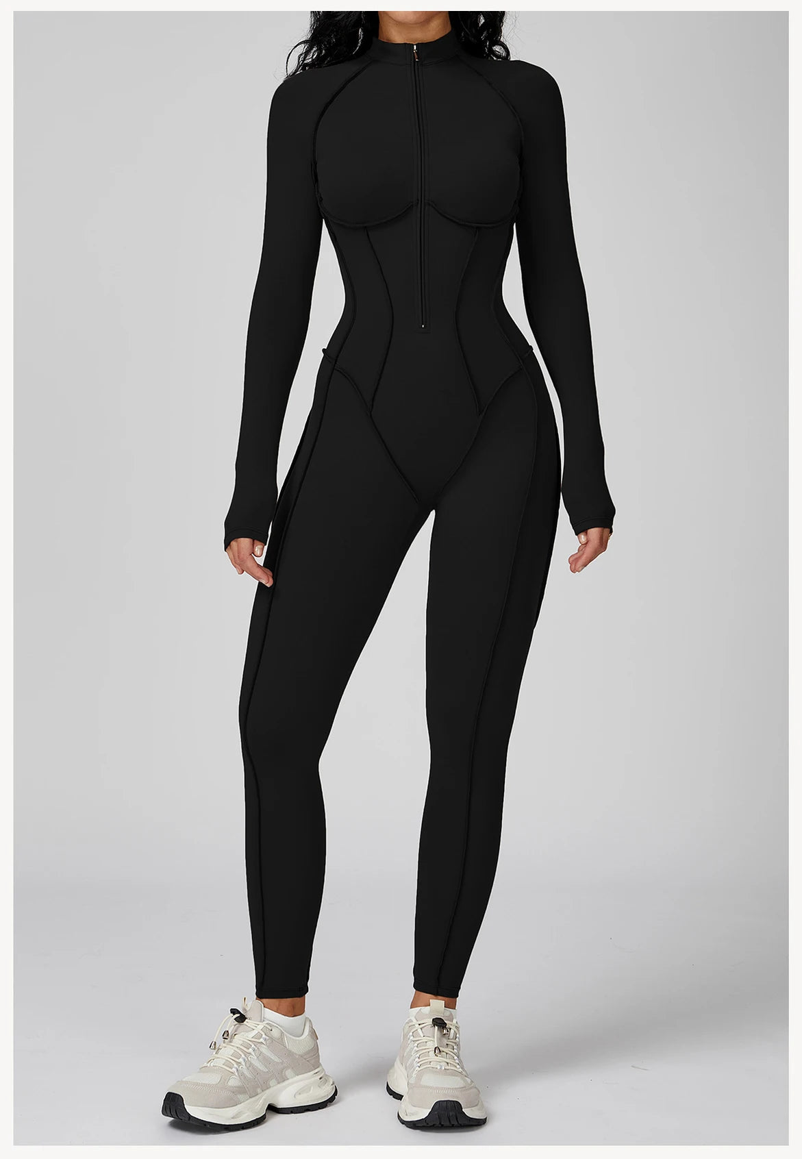 Long Sleeved Women's Gym Zipper Bodysuit/Tracksuit/Jumpsuit
