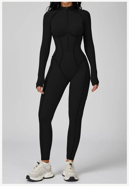 Long Sleeved Women's Gym Zipper Bodysuit/Tracksuit/Jumpsuit
