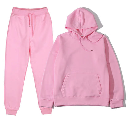 Men's Solid Color Hoodie+pants Two-piece Set Tracksuit