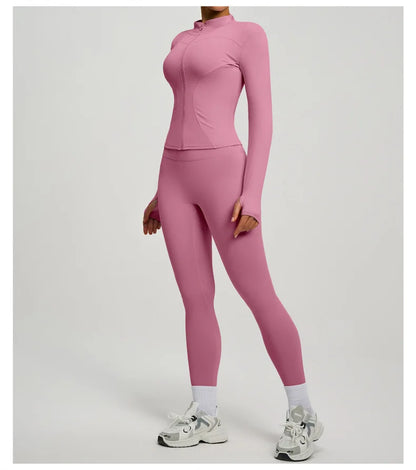 SVEIC Women's Two Piece Tracksuit Yoga Set - Long Sleeve Jacket and High Waisted Leggings