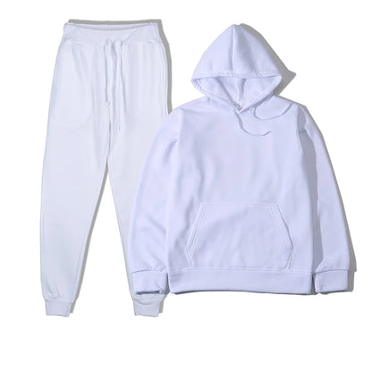 Men's Solid Color Hoodie+pants Two-piece Set Tracksuit