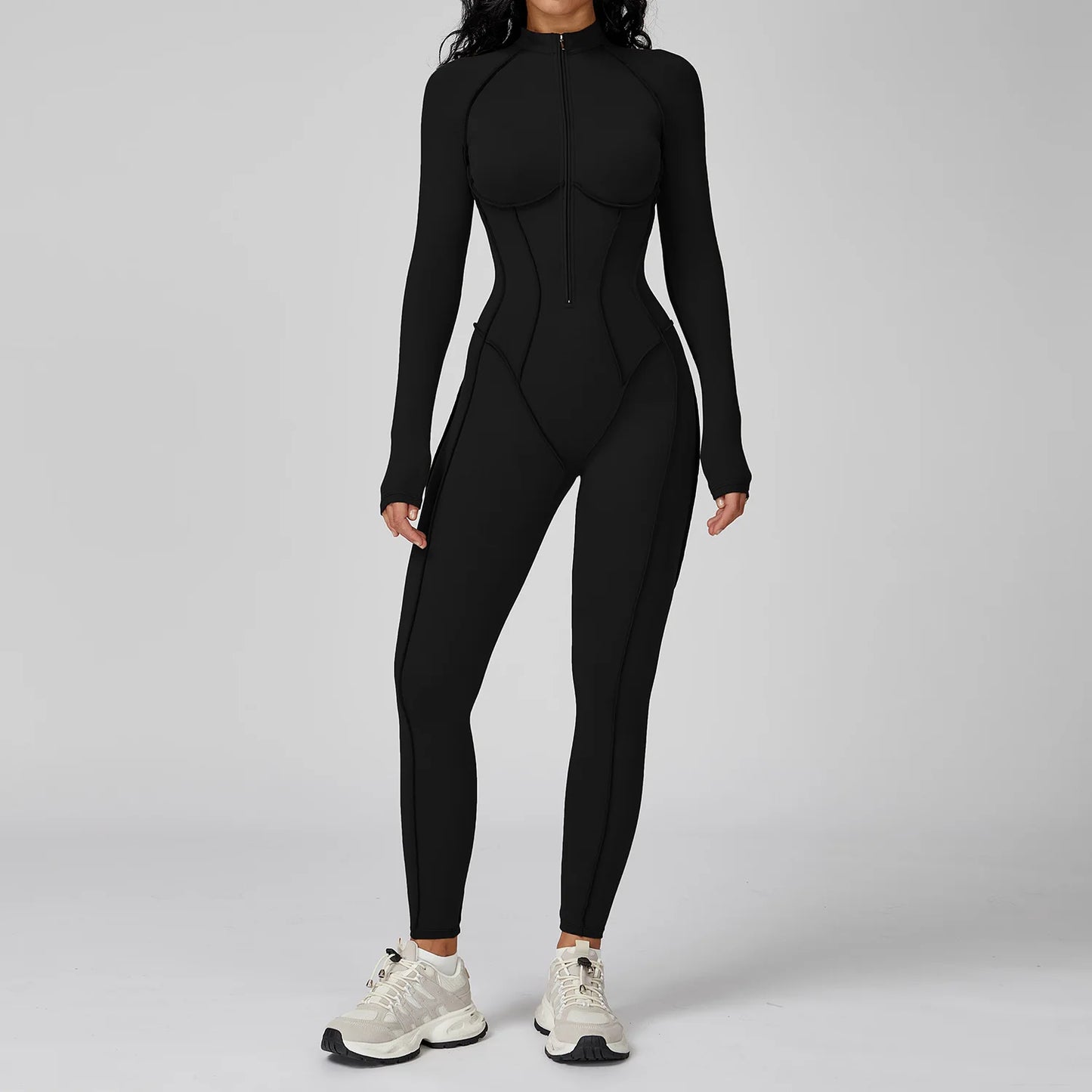 Long Sleeved Women's Gym Zipper Bodysuit/Tracksuit/Jumpsuit