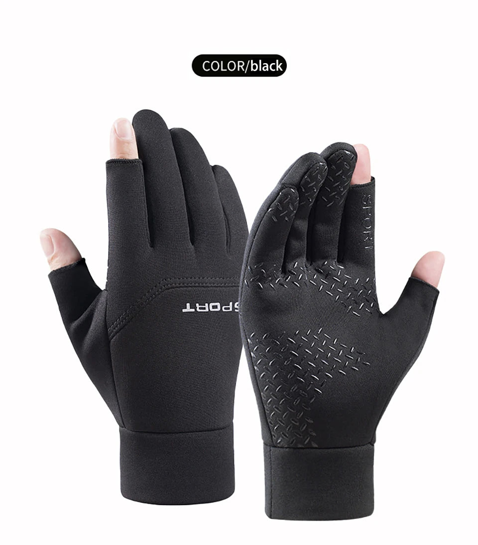 Warm Touch Screen Two Fingers Cut Anti-Slip Gloves