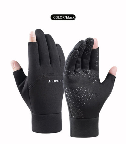 Warm Touch Screen Two Fingers Cut Anti-Slip Gloves