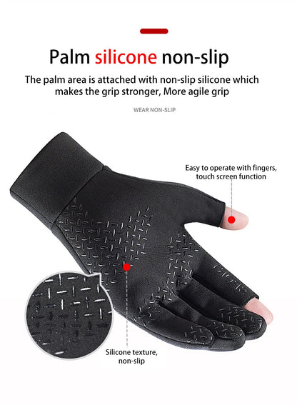 Warm Touch Screen Two Fingers Cut Anti-Slip Gloves