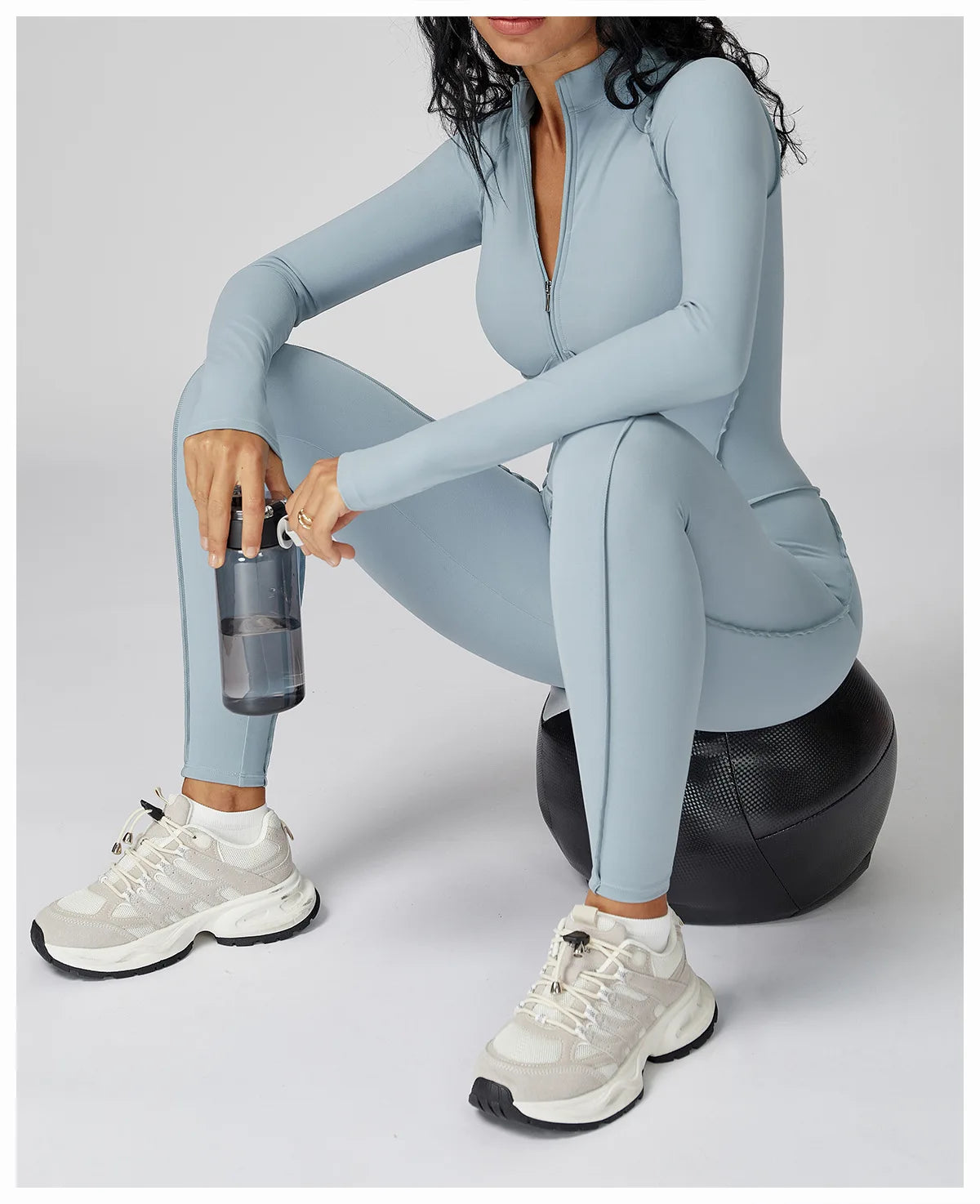 Long Sleeved Women's Gym Zipper Bodysuit/Tracksuit/Jumpsuit