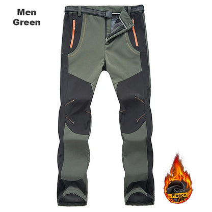 LNGXO Thick Warm Fleece Waterproof Windproof Outdoor Hiking Pants