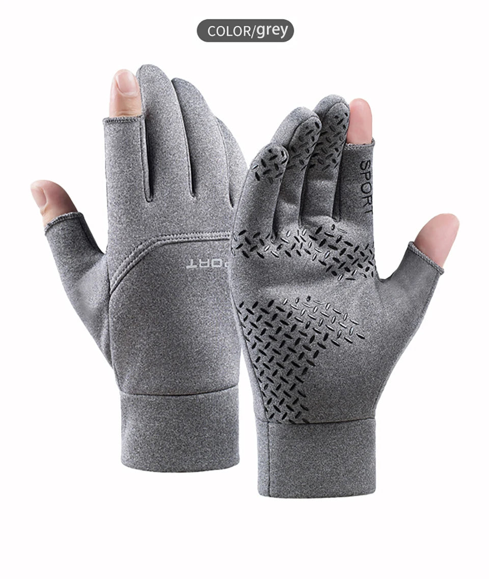 Warm Touch Screen Two Fingers Cut Anti-Slip Gloves