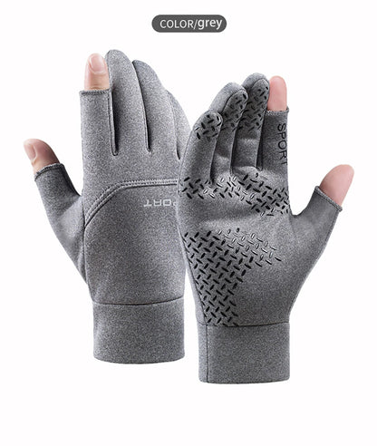 Warm Touch Screen Two Fingers Cut Anti-Slip Gloves
