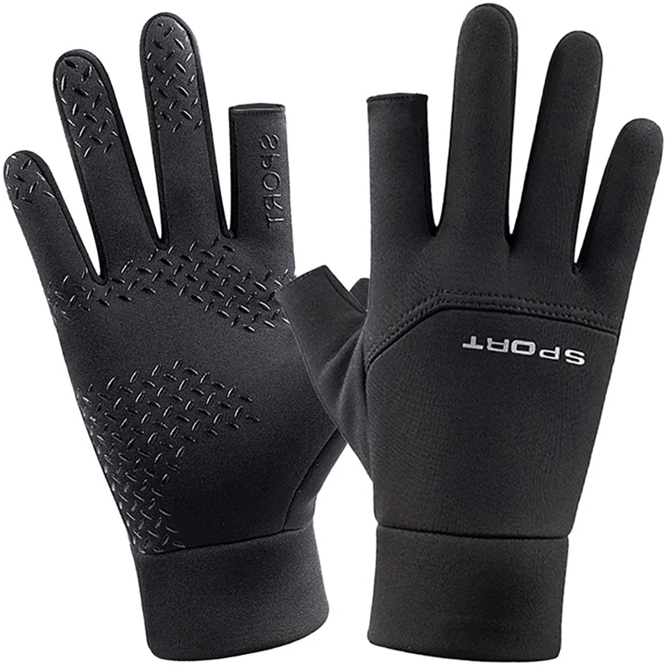 Warm Touch Screen Two Fingers Cut Anti-Slip Gloves