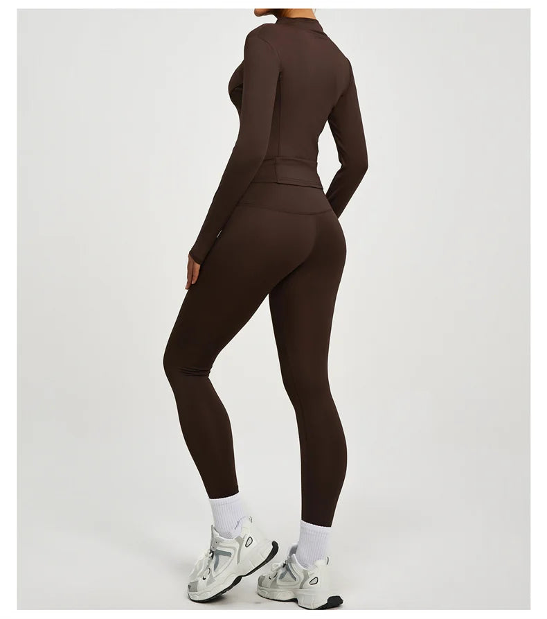SVEIC Women's Two Piece Tracksuit Yoga Set - Long Sleeve Jacket and High Waisted Leggings