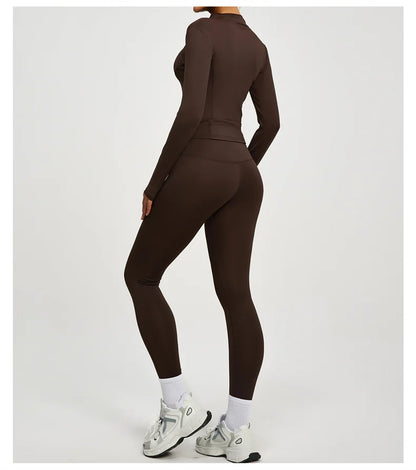 SVEIC Women's Two Piece Tracksuit Yoga Set - Long Sleeve Jacket and High Waisted Leggings