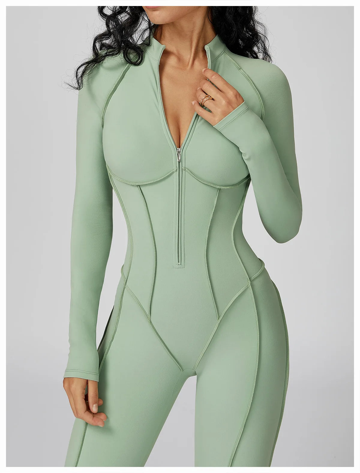 Long Sleeved Women's Gym Zipper Bodysuit/Tracksuit/Jumpsuit