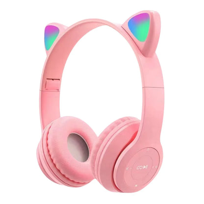 Cute Cat Ear Over-Ear Bluetooth Headsets for Kids and Adults