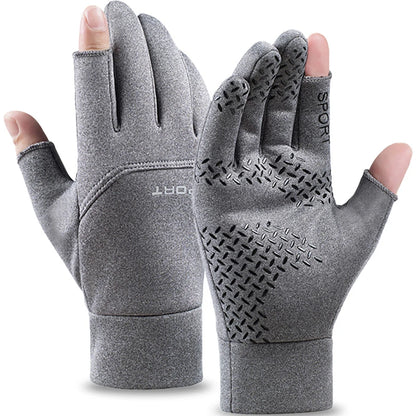 Warm Touch Screen Two Fingers Cut Anti-Slip Gloves