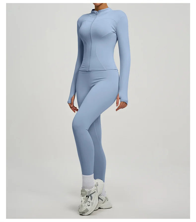 SVEIC Women's Two Piece Tracksuit Yoga Set - Long Sleeve Jacket and High Waisted Leggings