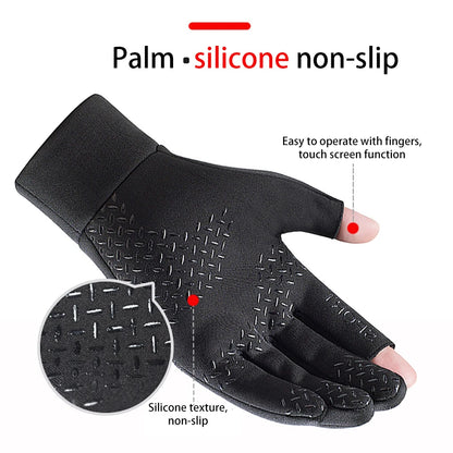 Warm Touch Screen Two Fingers Cut Anti-Slip Gloves