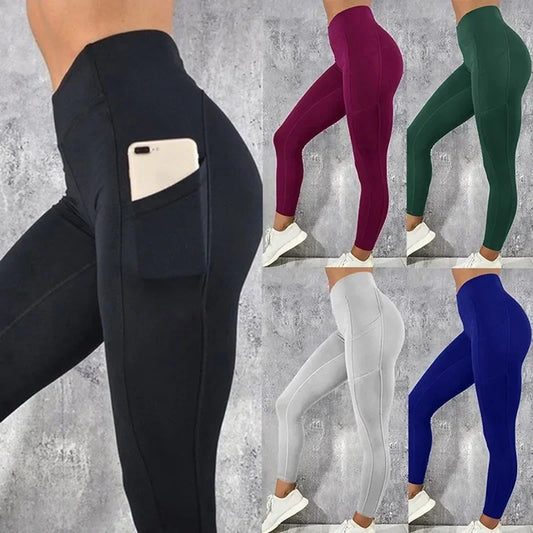 Women's High Waist Tights with Pocket Gym Workout Leggings