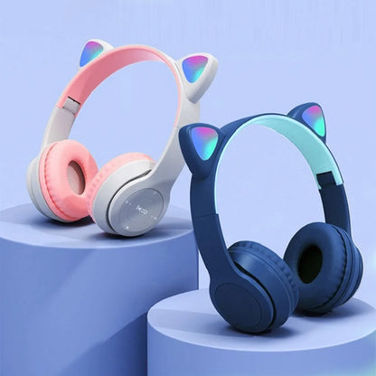 Cute Cat Ear Over-Ear Bluetooth Headsets for Kids and Adults
